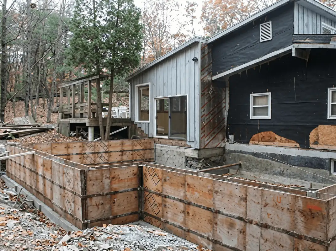 Prepared site with foundation forms for home remodeling and addition project in Jacksonville, FL